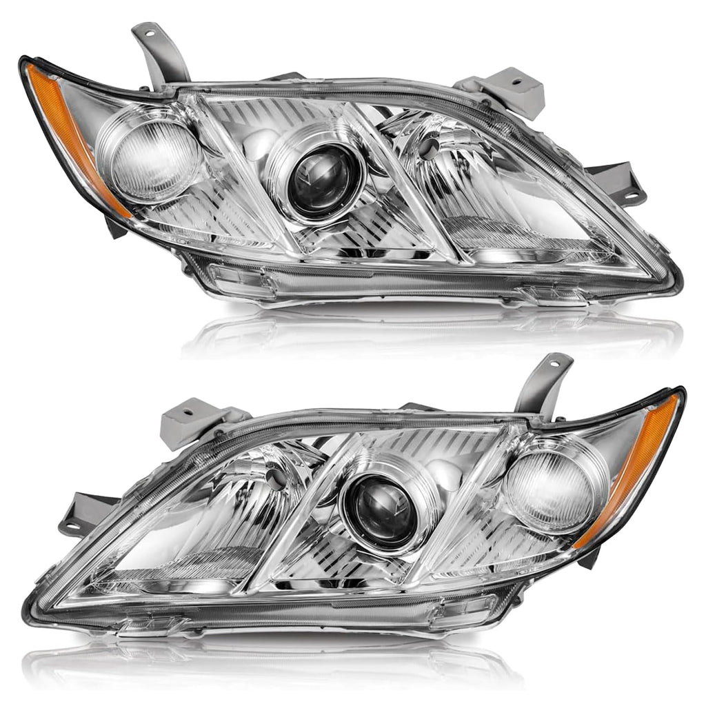 2007-2009 Toyota Camry Headlight Assembly Chrome Housing Clear Lens B810