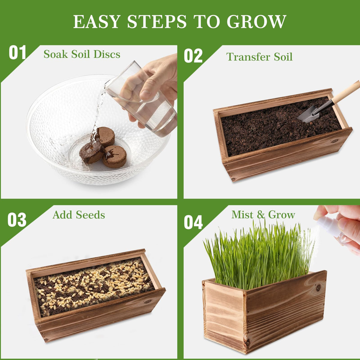 5-Pack Cat Grass Kit with Wood Planter N168332