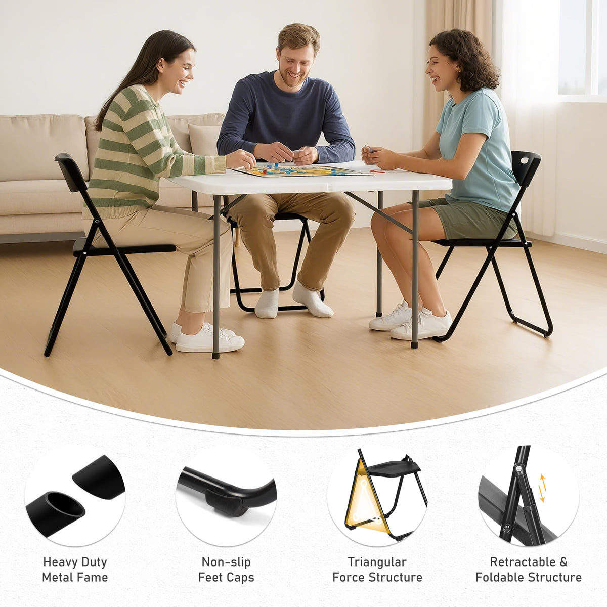 10 Pack Black Plastic Folding Chairs L554