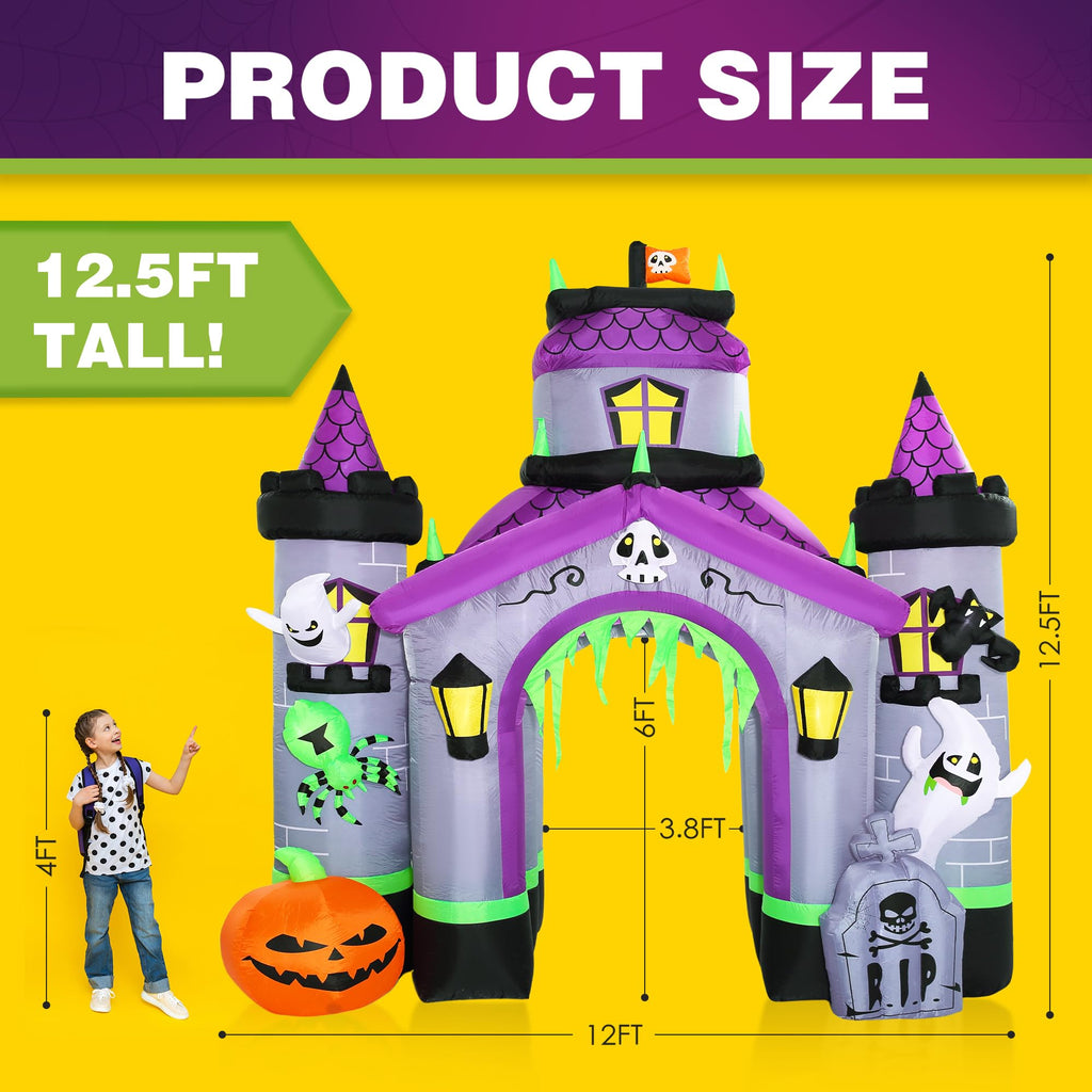 Giant 12.5 FT Halloween Inflatables Archway Outdoor Decorations I9476