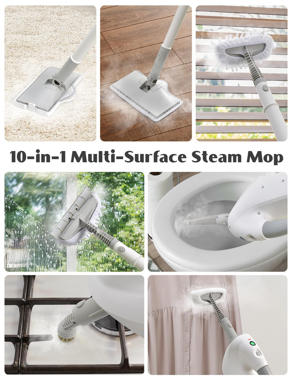 10-in-1 Steam Mop with Detachable Handheld Steamer Y904902