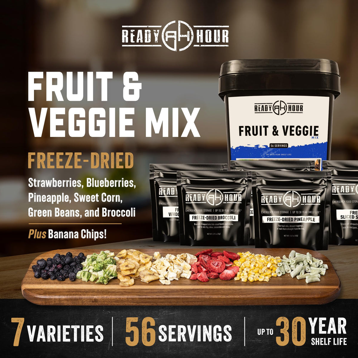 Fruit & Veggie Mix Freeze-Dried Food 56 Servings Z218