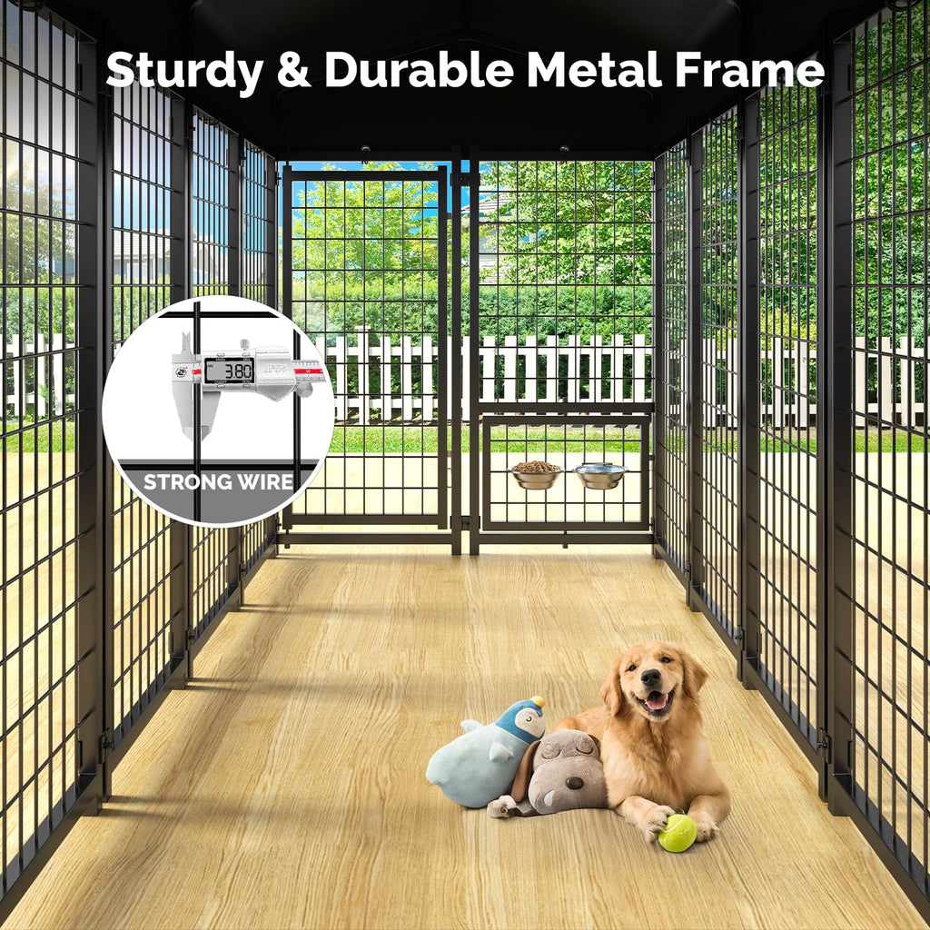8x4x6FT Outdoor Dog Kennel with Doggy Door D499085