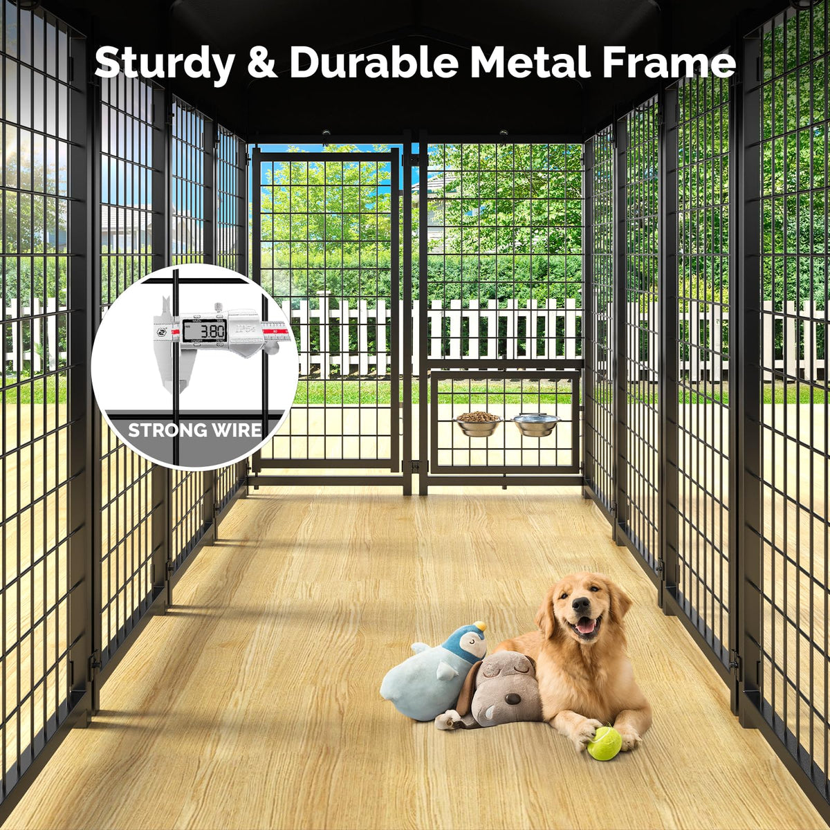 8x4x6FT Outdoor Dog Kennel with Doggy Door D499085