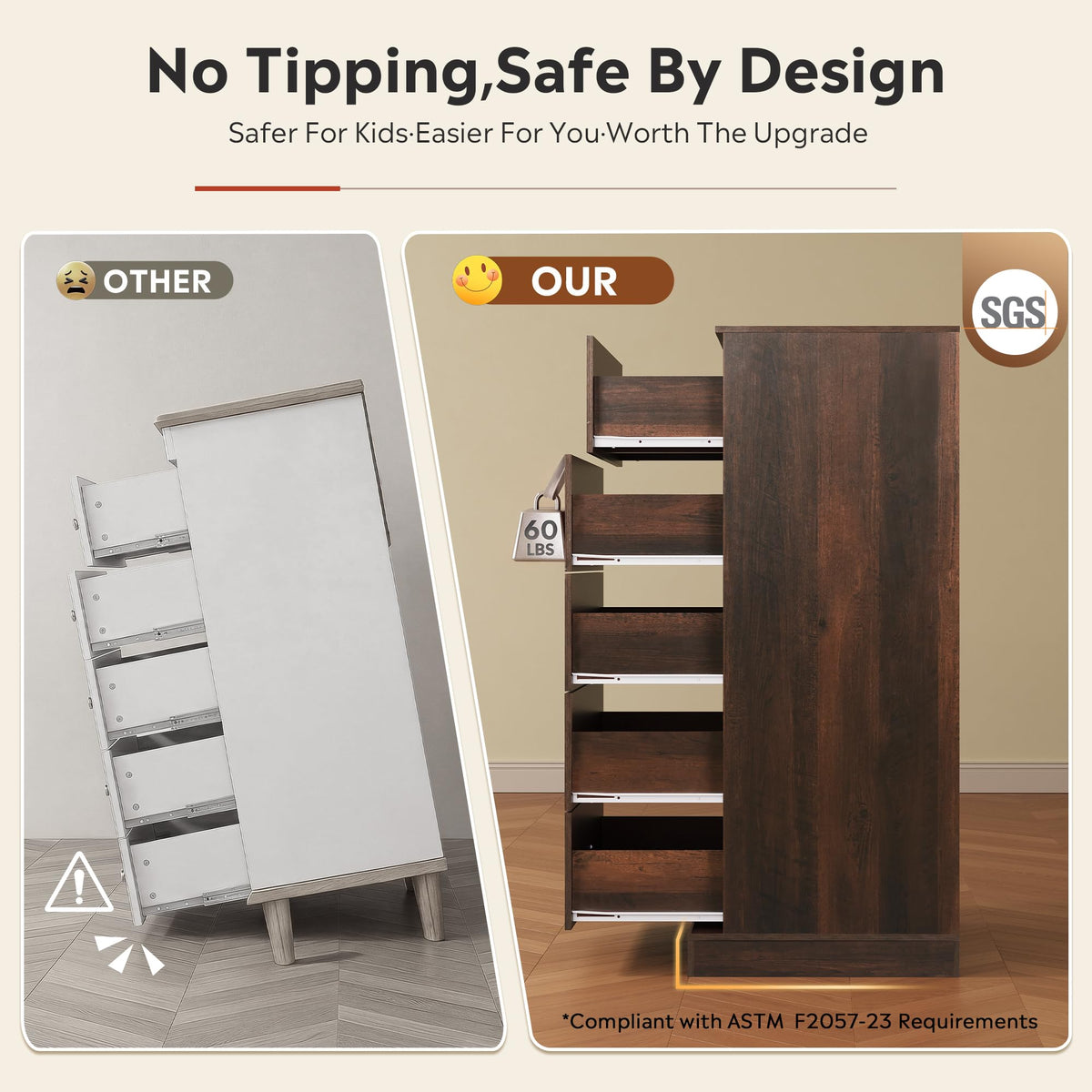 Brown 5 Drawer Dresser B540933