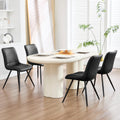 Black Dining Chairs Set of 4 PU Leather Metal Legs H7964