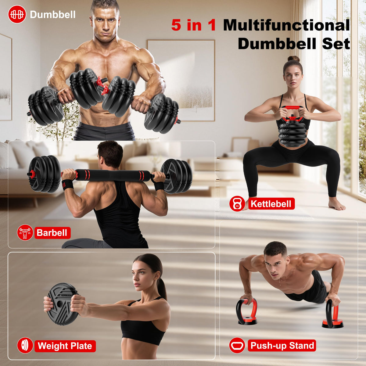 Adjustable Dumbbell Set 5 in 1 D78147
