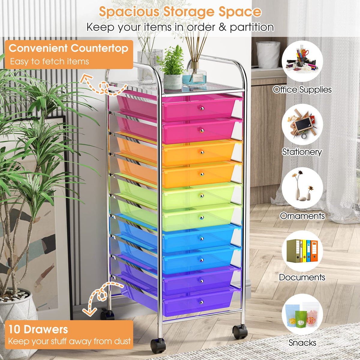 10 Drawer Rolling Storage Cart Organizer Q730175