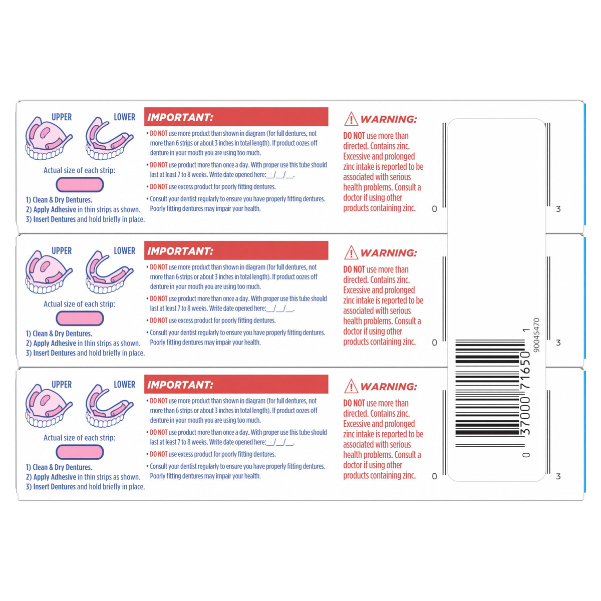 Denture Adhesive Cream 2.4 oz 3-Pack F5252