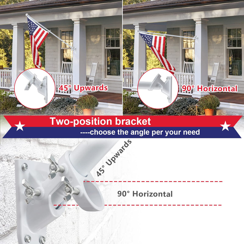 5ft Tangle Free Metal House Flag Pole with 3x5 Embroidered US Flag V1219