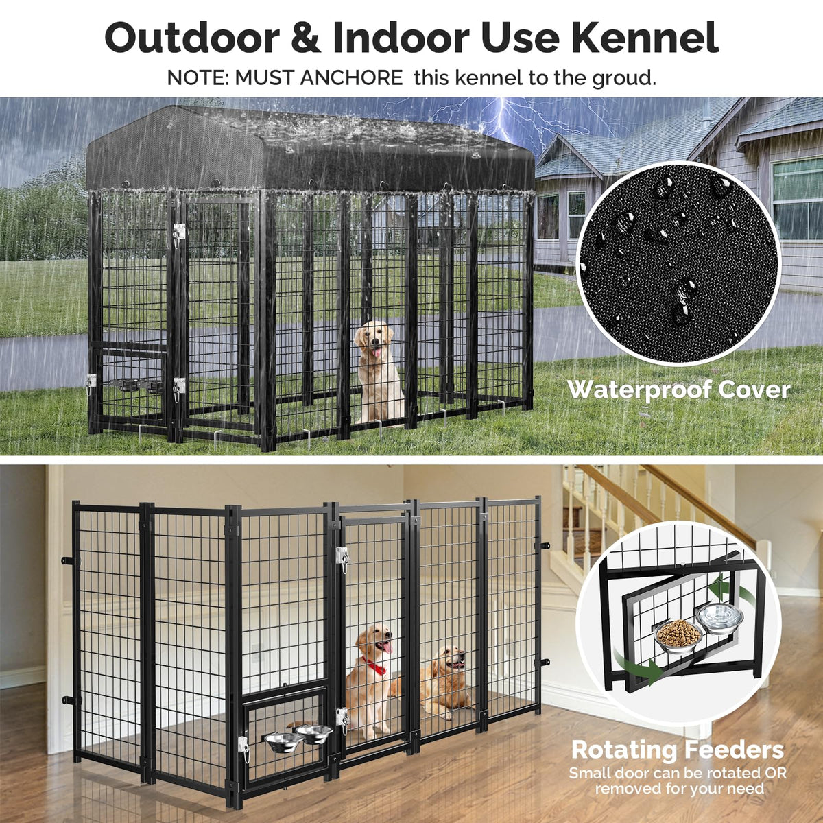 8x4x6FT Outdoor Dog Kennel with Doggy Door D499085