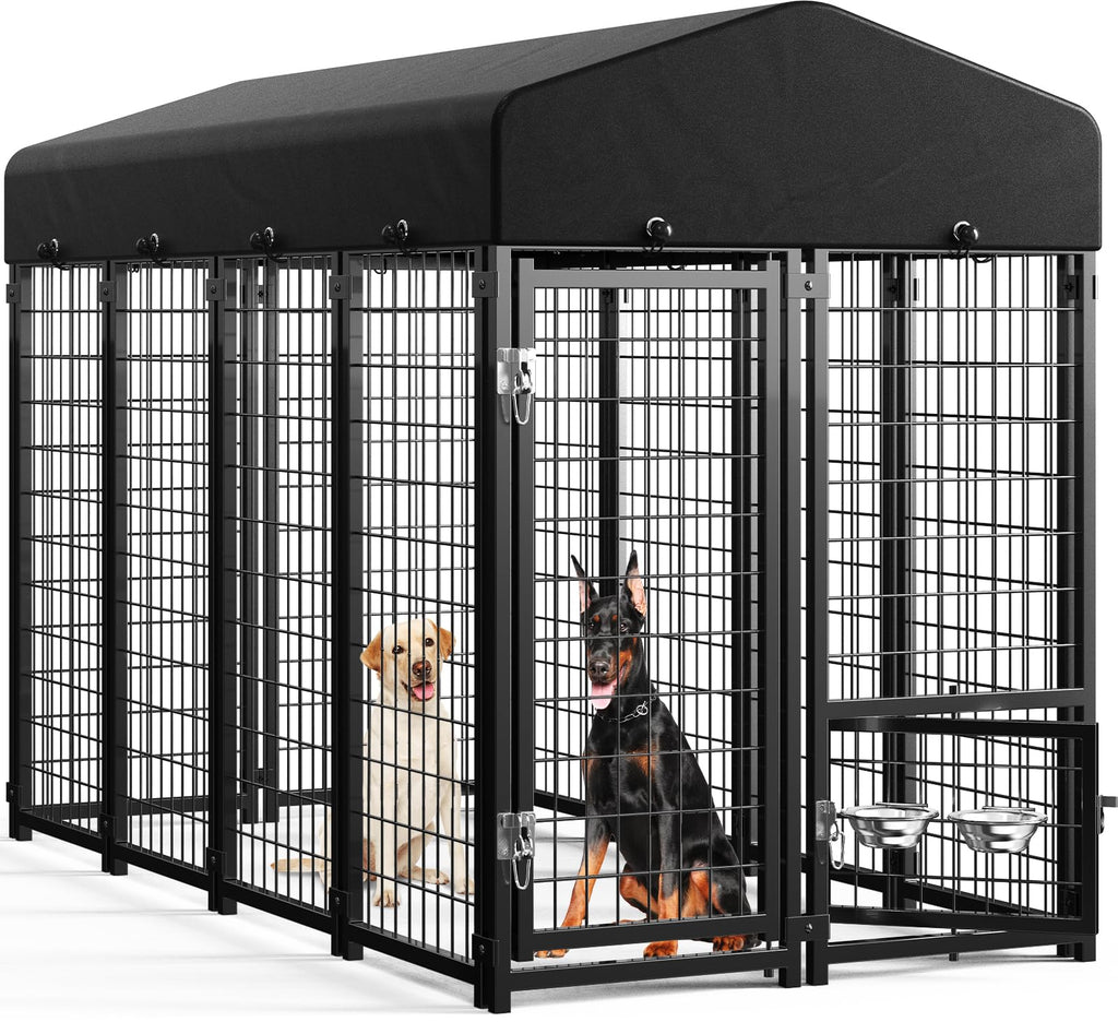 8x4x6FT Outdoor Dog Kennel with Doggy Door D499085