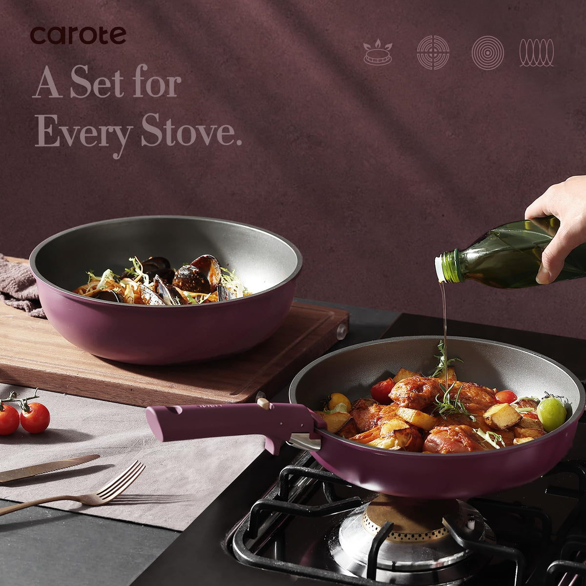 21 Pc Non Stick Cookware Set F348416