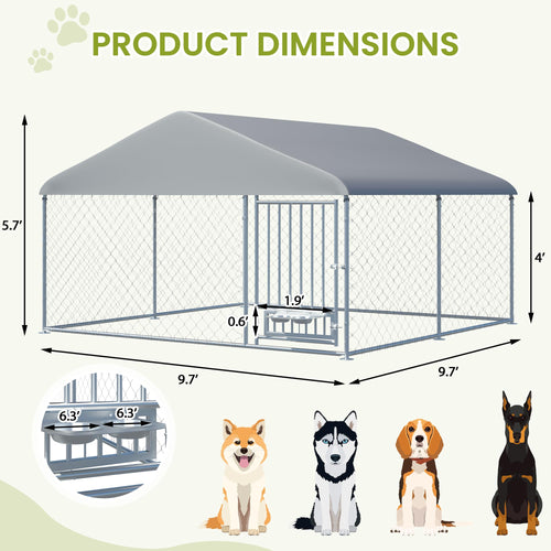 10FT x 10FT Outdoor Dog Kennel with Roof B554654