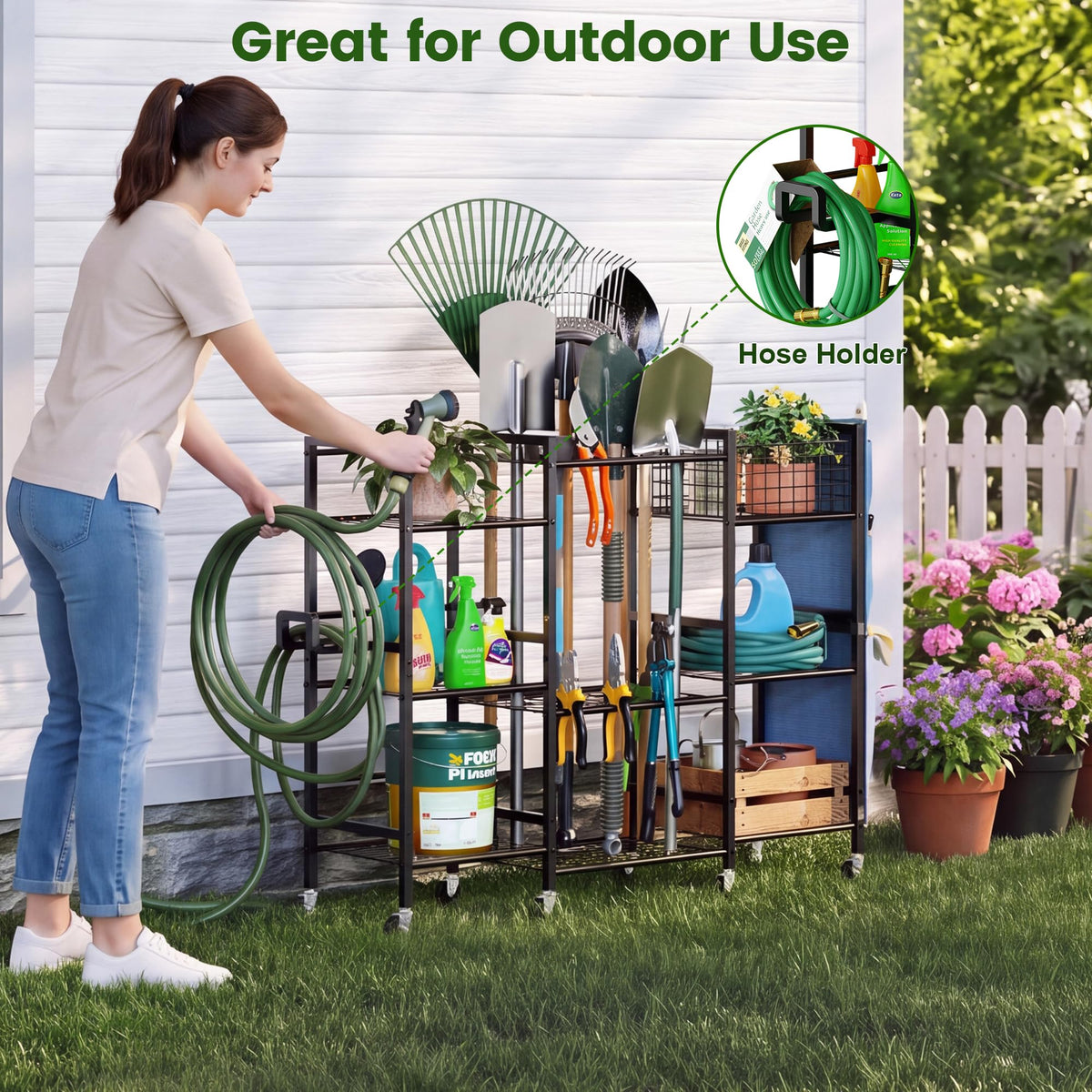 3-Sided Garden Tool Organizer with Wheels K8485