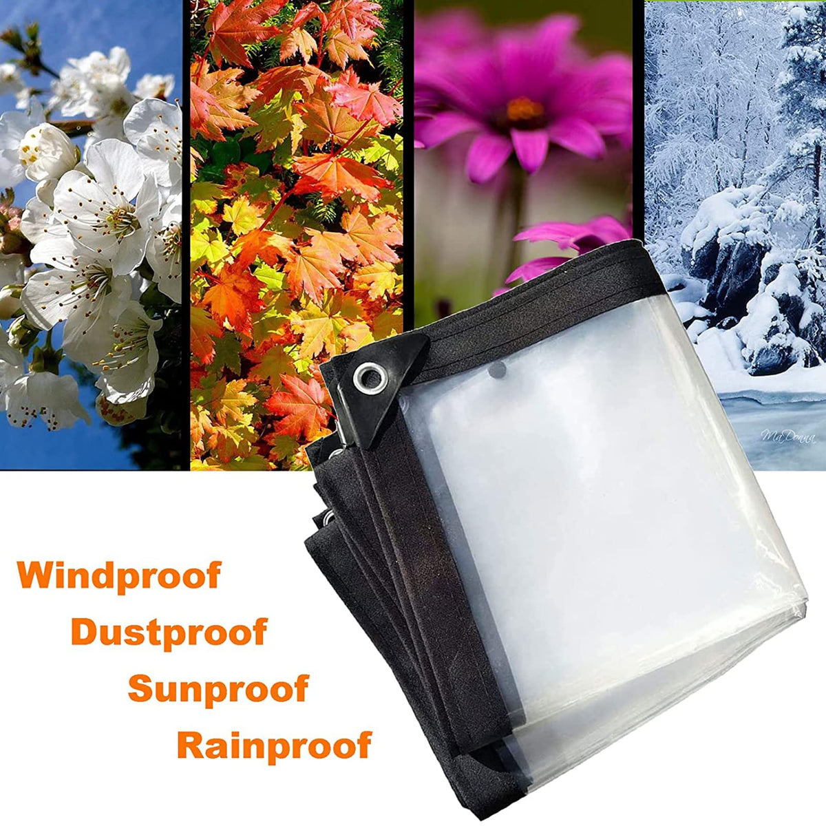 Heavy Duty Waterproof Clear 3x3ft Poly Tarp with Grommets A868906