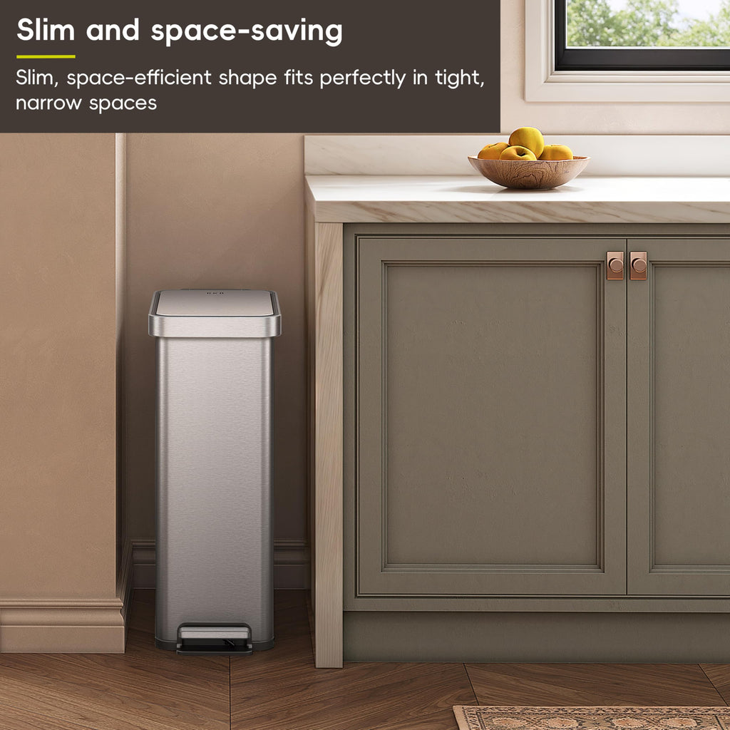 50L Stainless Steel Step Kitchen Trash Can with Lid B135
