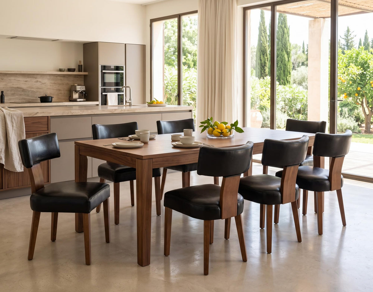 Black Set of 6 PU Leather Upholstered Dining Chairs V883