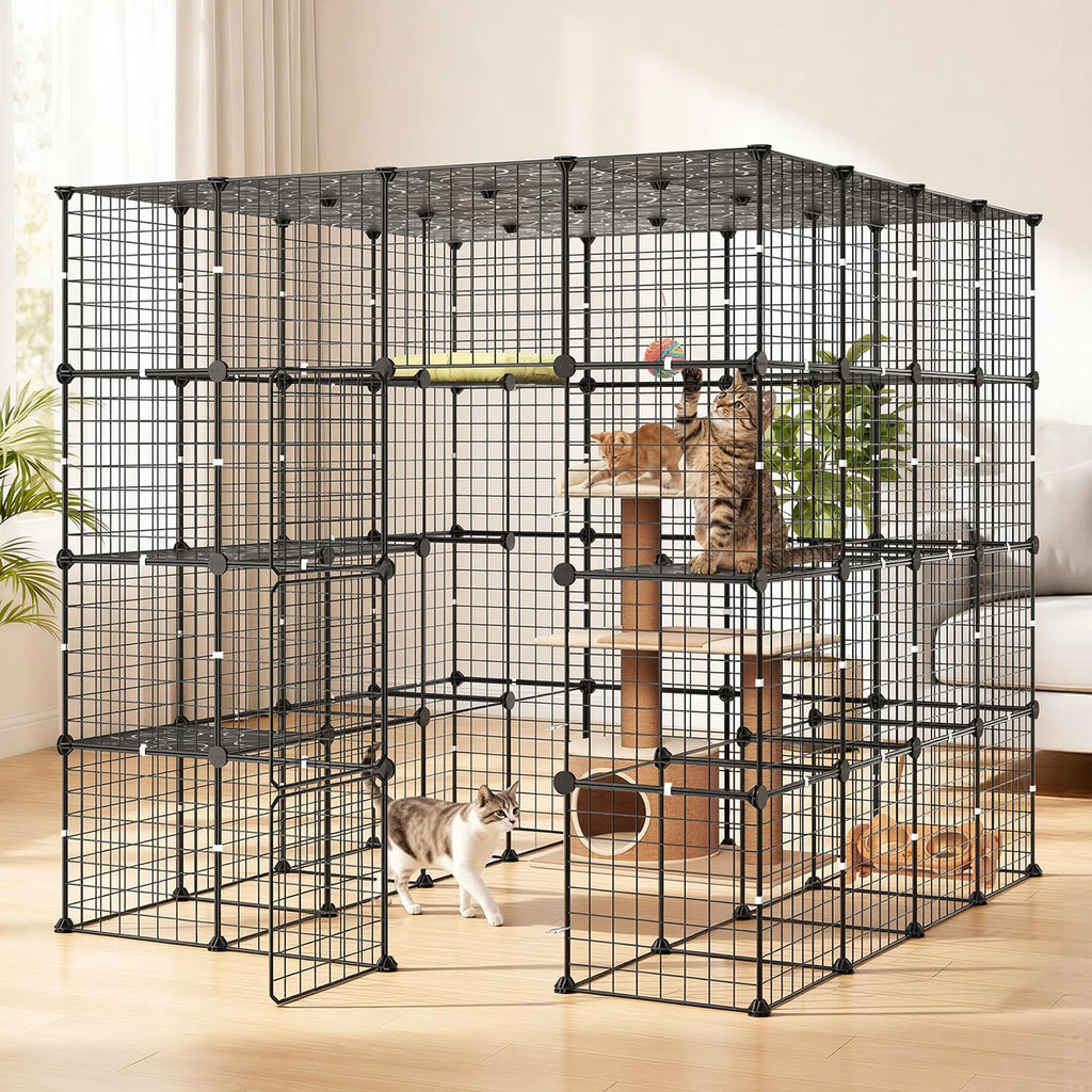 4-Tier Metal Wire Cat Cage with 3 Doors S585289