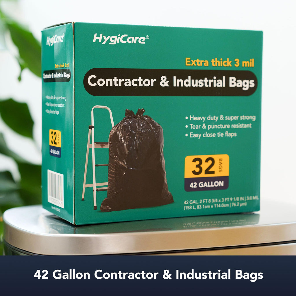 42 Gallon Extra Thick 3MIL Heavy Duty Bags with Tie Flaps, 32 Count Q618