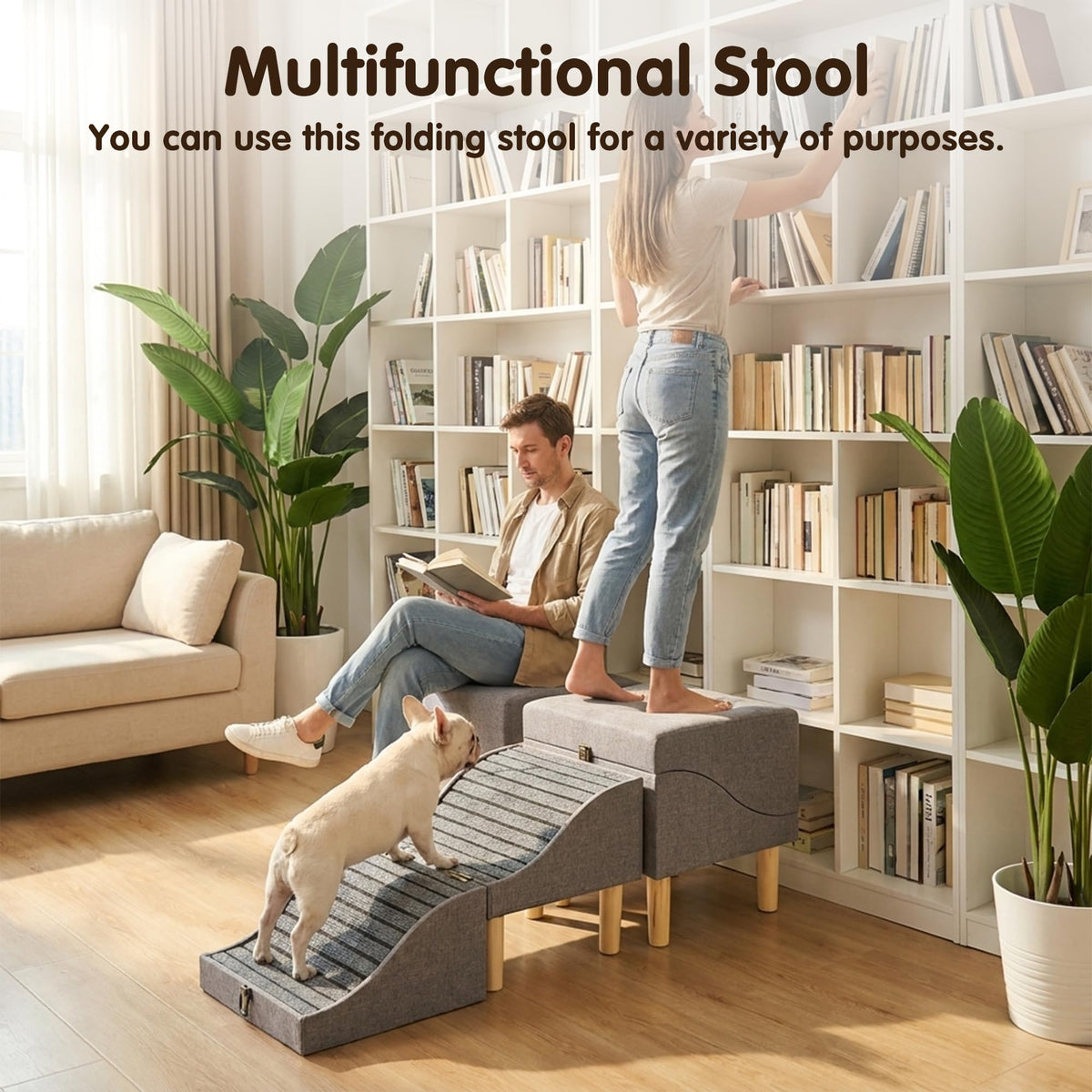 Foldable Pet Stair 2-in-1 Gray B2984