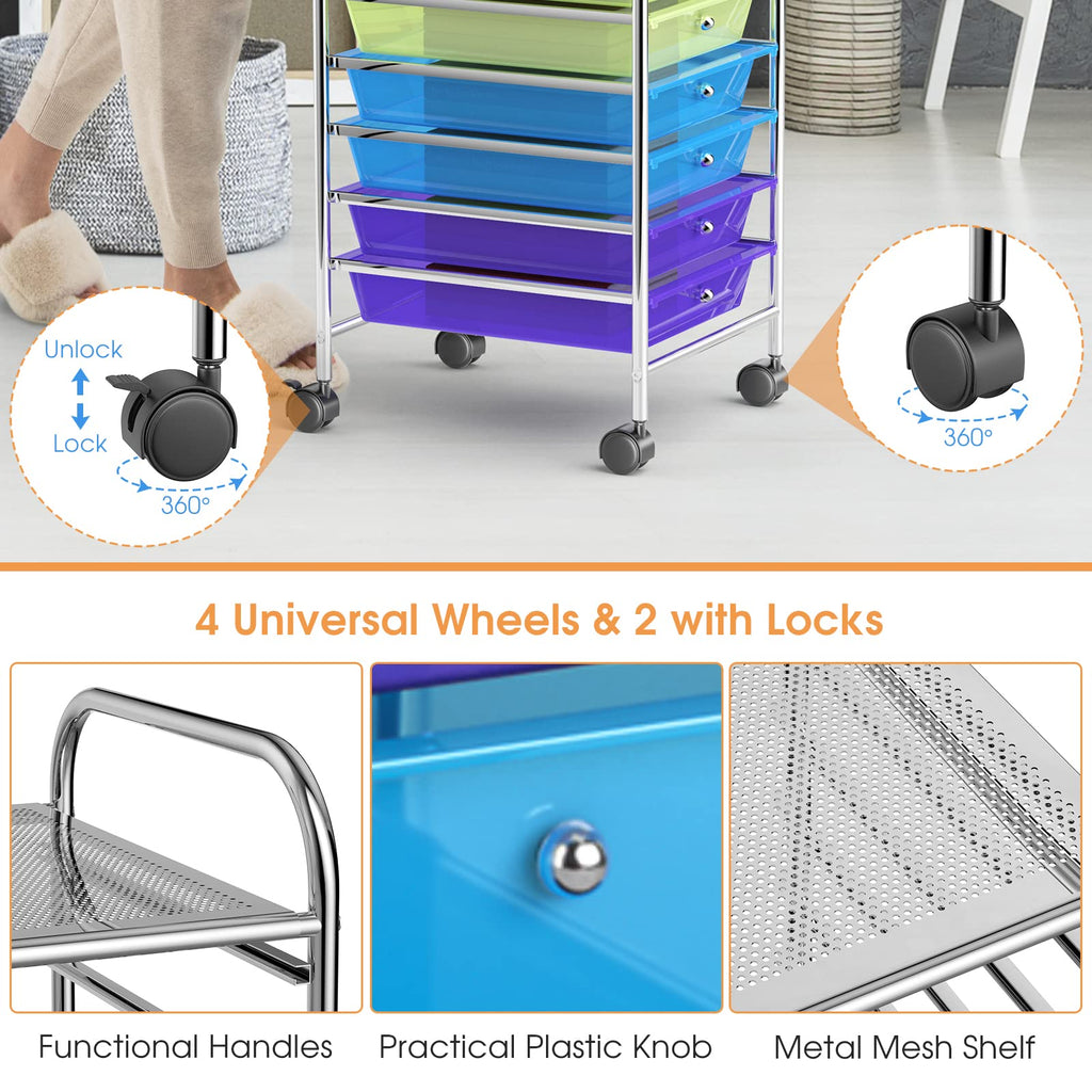 10 Drawer Rolling Storage Cart Organizer Q730175