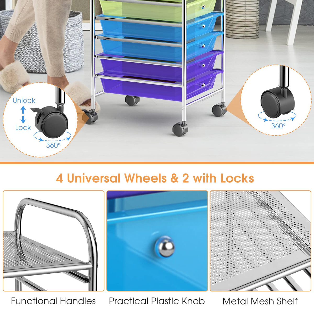 10 Drawer Rolling Storage Cart Organizer Q730175