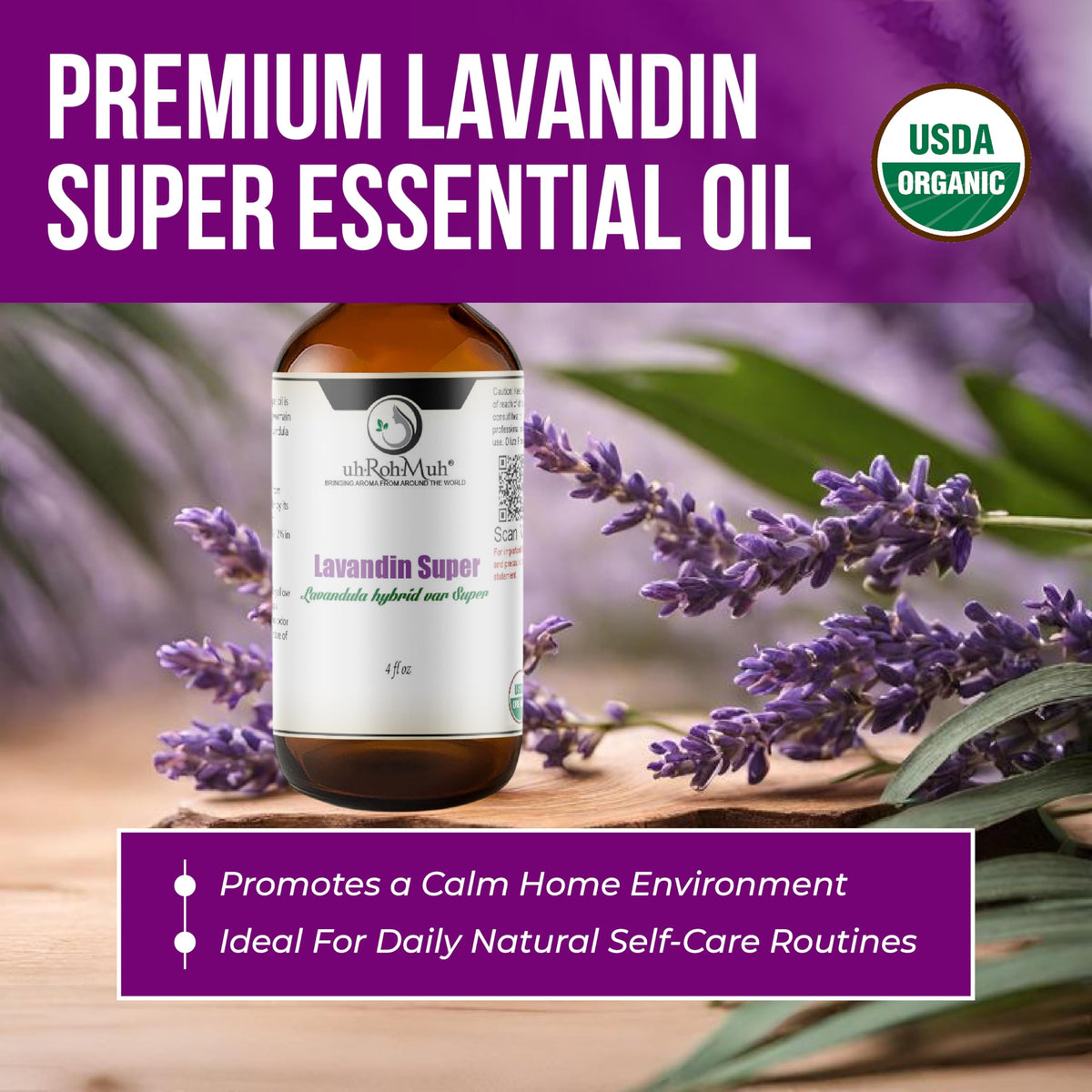 Organic Lavandin Super Essential Oil 4 Fl Oz P4427