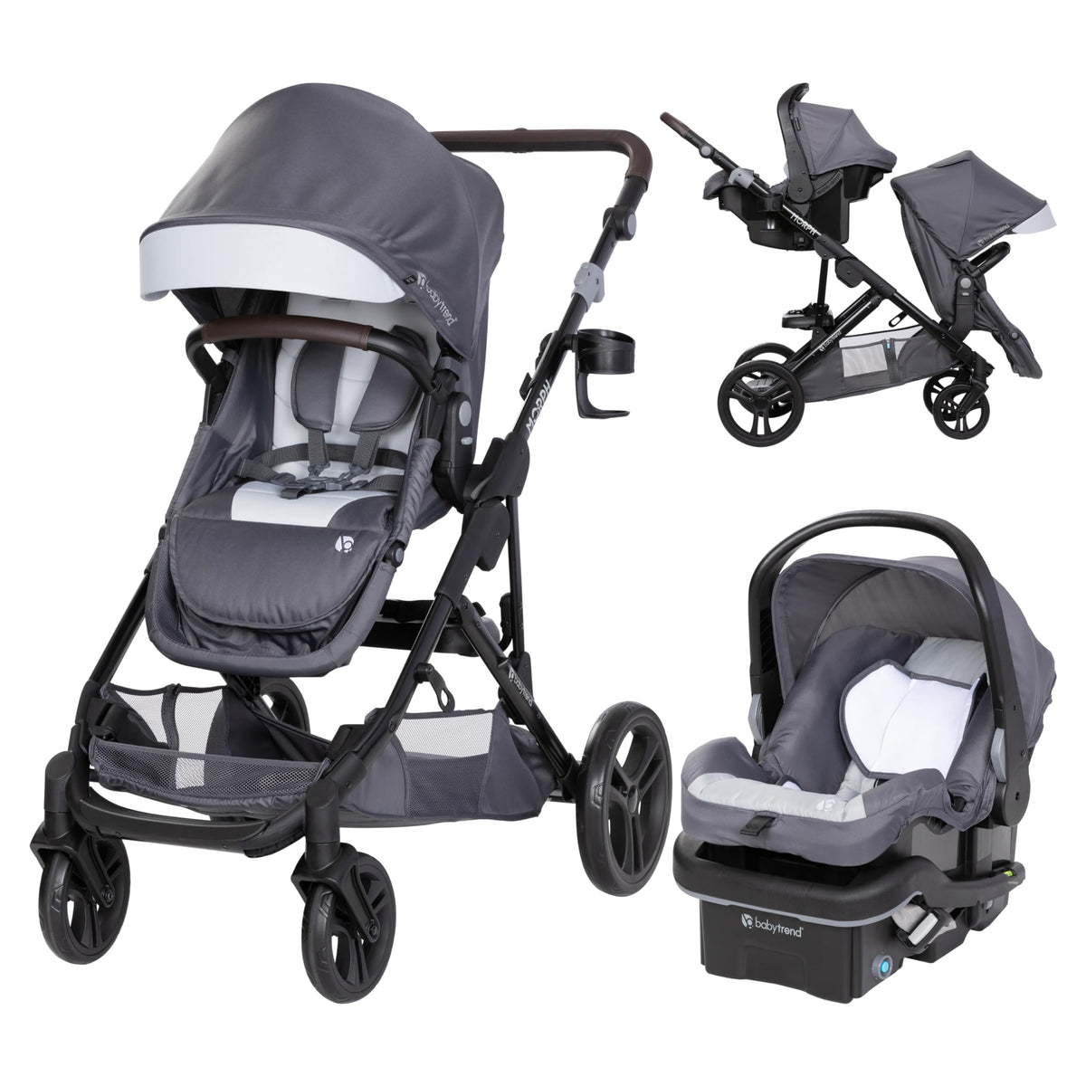 Single to Double Modular Stroller Travel System with Infant Car Seat X384