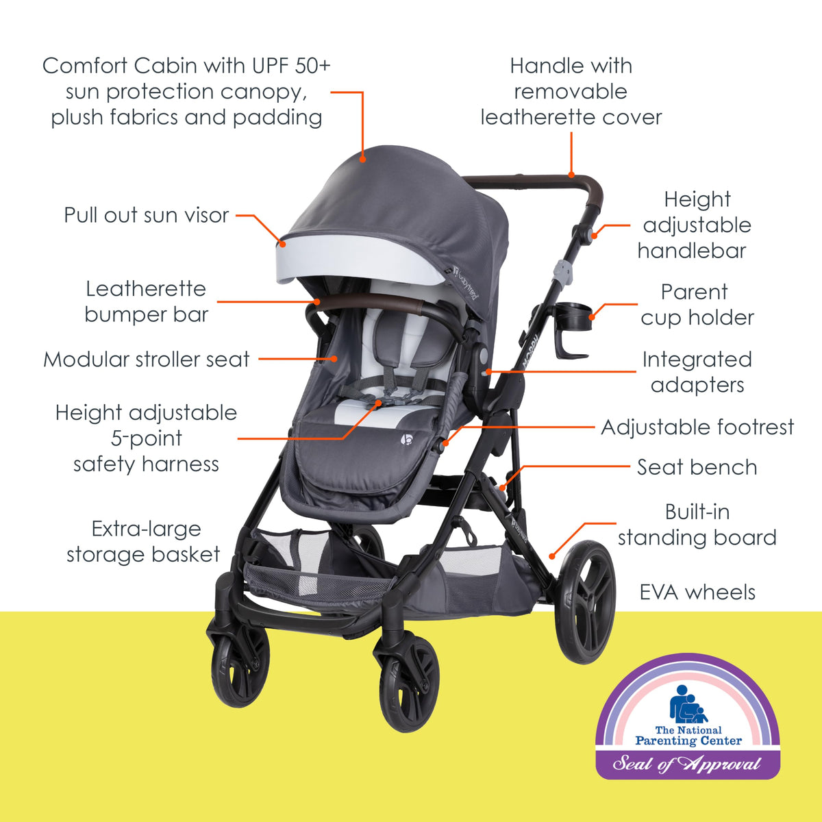 Single to Double Modular Stroller Travel System with Infant Car Seat X384