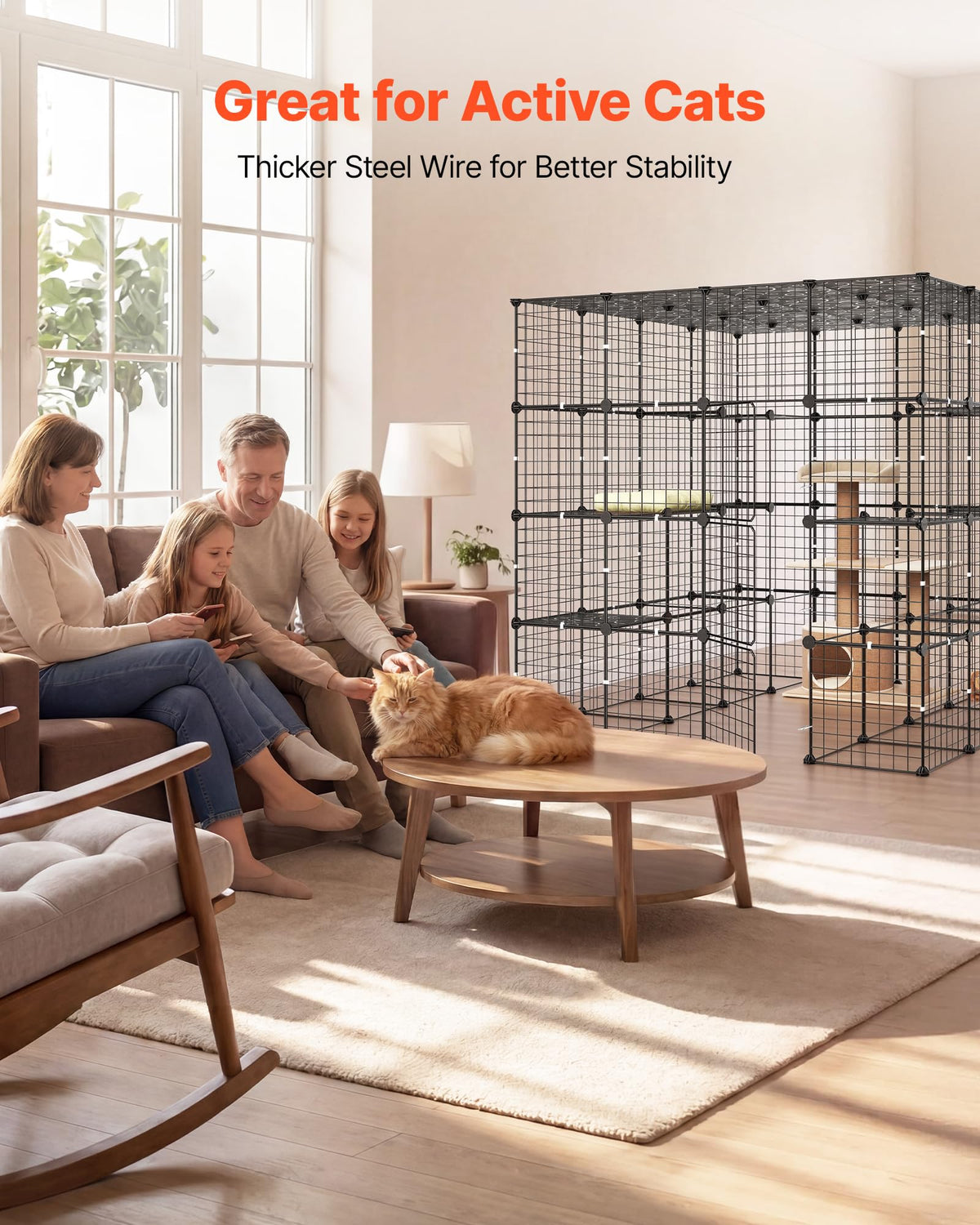 4-Tier Metal Wire Cat Cage with 3 Doors S585289