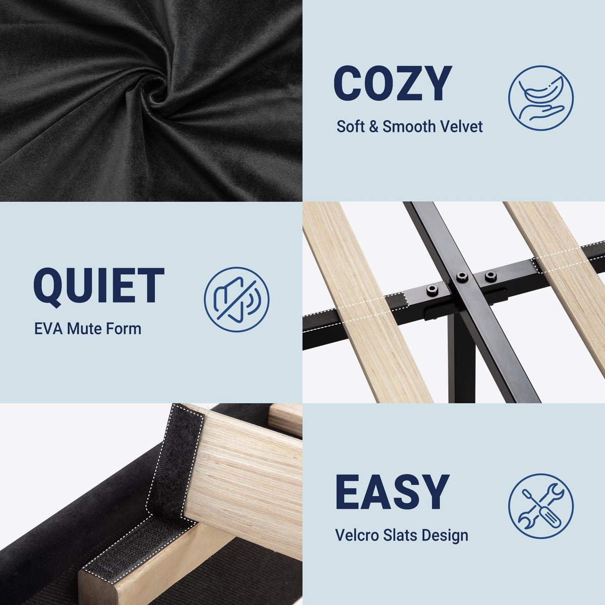 Queen Velvet Upholstered Platform Bed Frame E4827