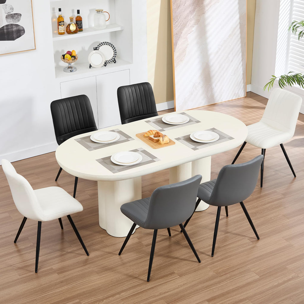 Black Dining Chairs Set of 4 PU Leather Metal Legs H7964