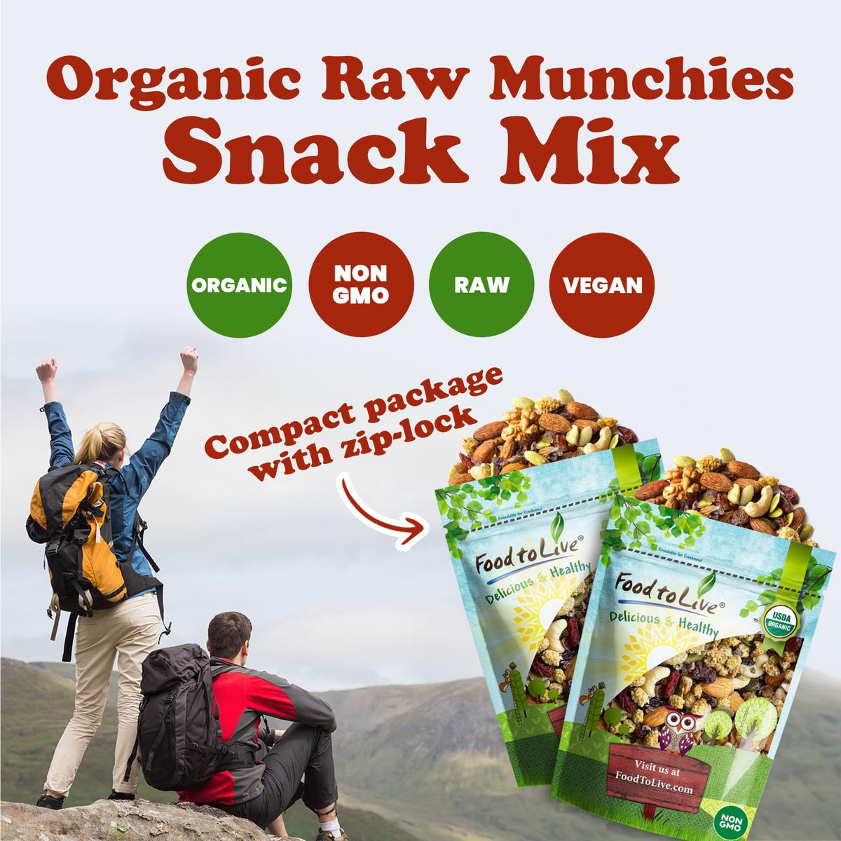 Organic Raw Snack Mix, 8 Ounces D96897