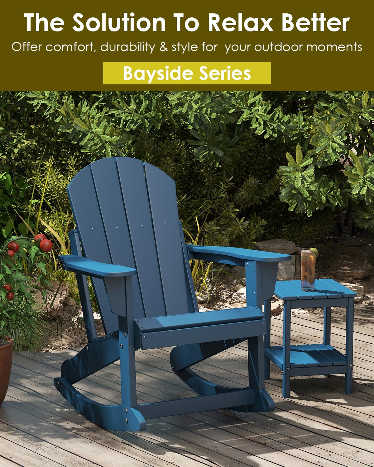 Blue Adirondack Rocking Chairs Set of 4 Y979