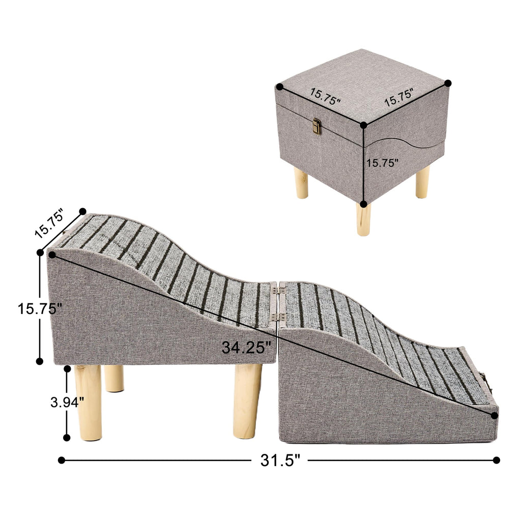 Foldable Pet Stair 2-in-1 Gray B2984