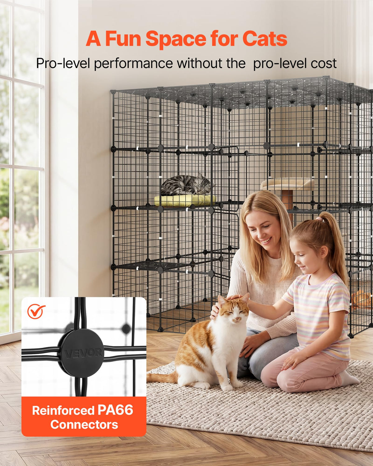 4-Tier Metal Wire Cat Cage with 3 Doors S585289