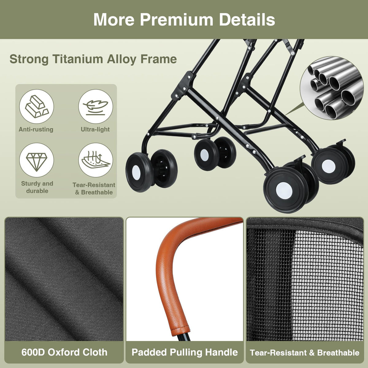 Double Pet Stroller with 4 Lockable Wheels W7756