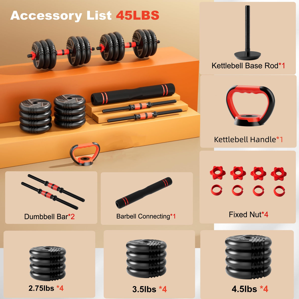 Adjustable Dumbbell Set 5 in 1 D78147