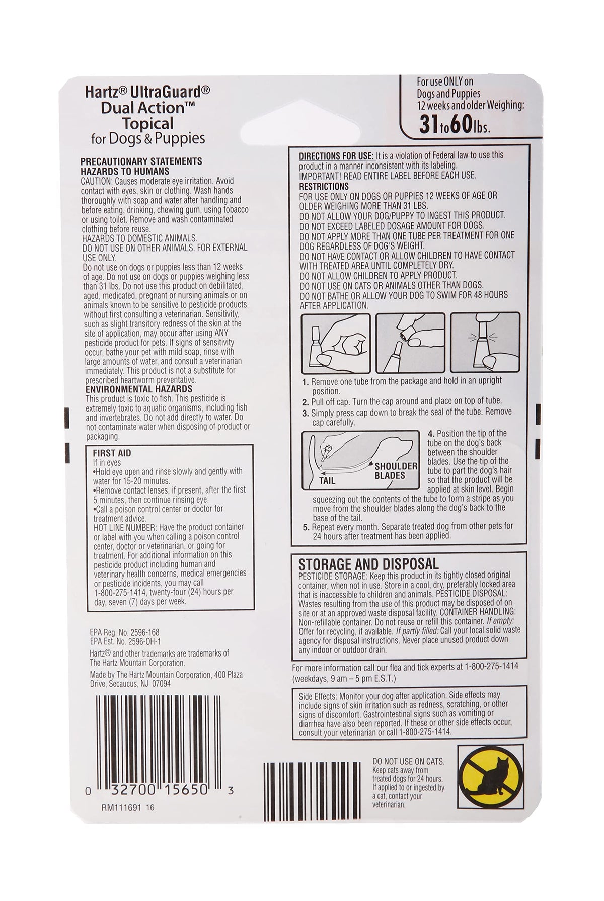 Flea & Tick Treatment for Dogs and Puppies 31-60lbs 3 Monthly Treatments G831303