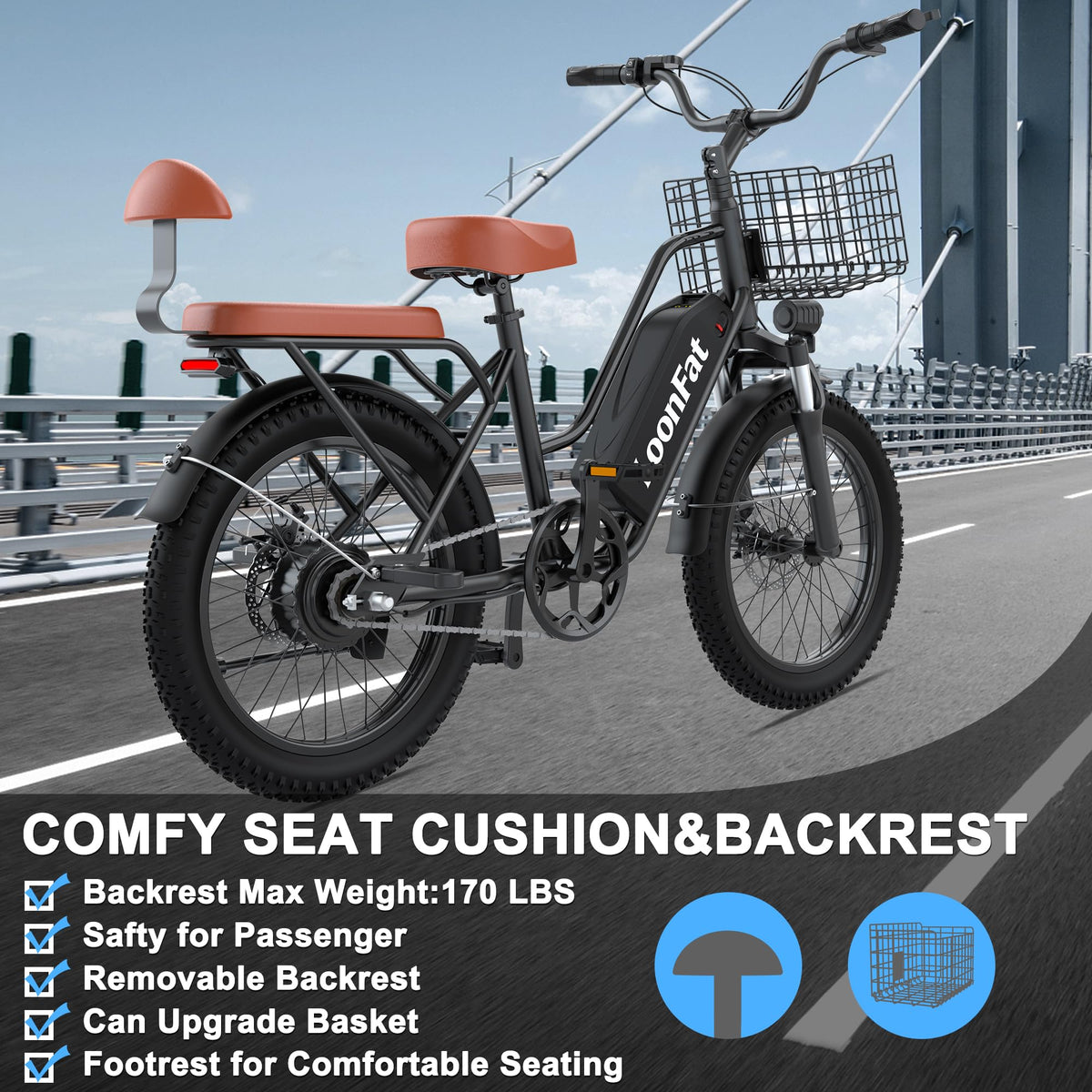 Ebike with Rear Seat & Front Basket M4755