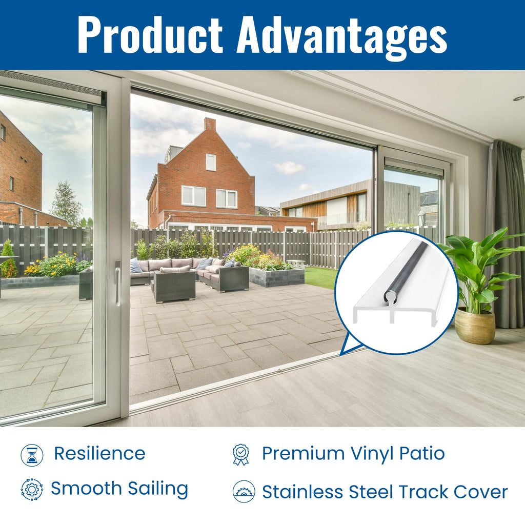 Vinyl Sliding Door Track with Stainless Steel Cover White 72 Inches W503