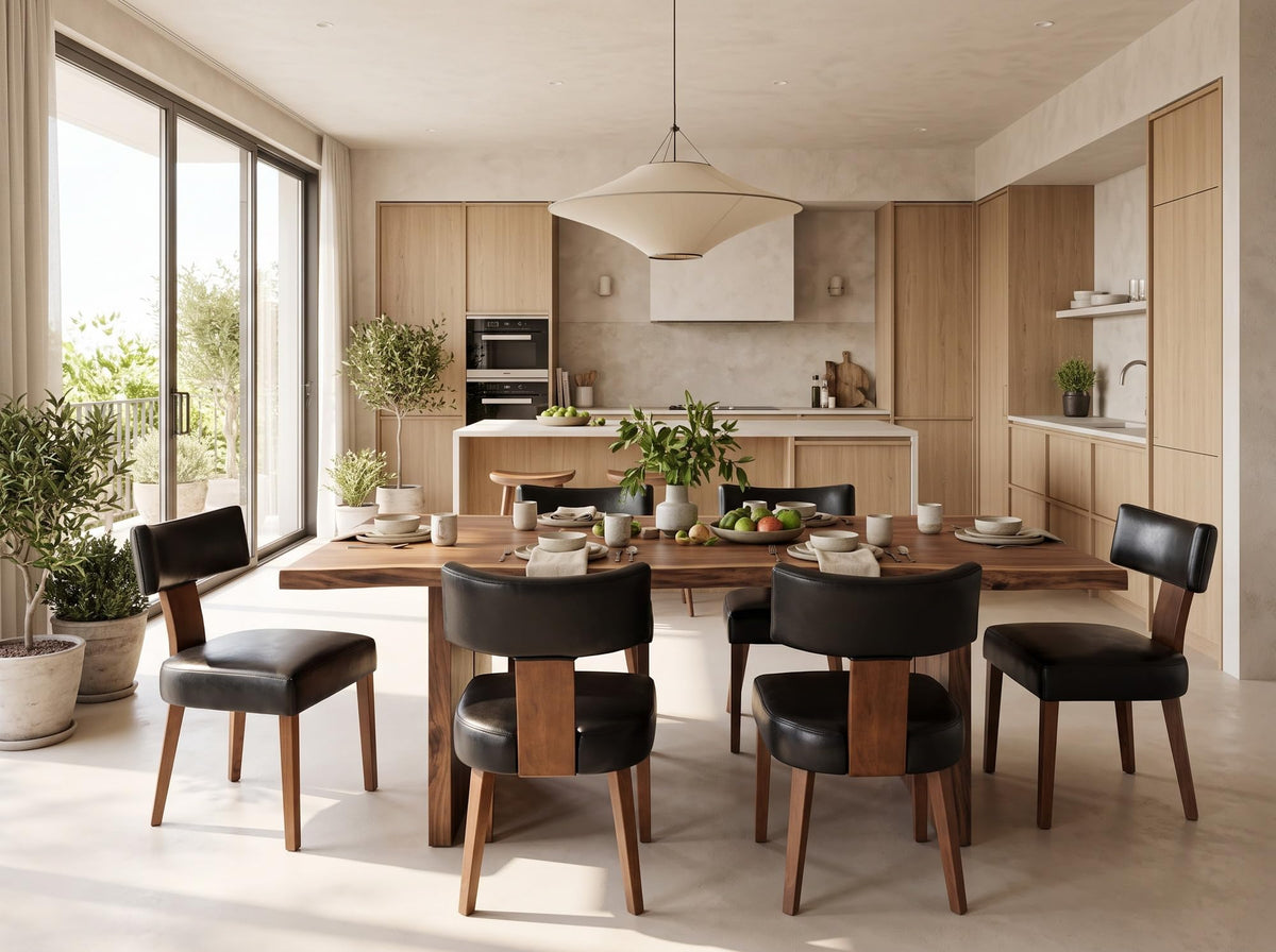 Black Set of 6 PU Leather Upholstered Dining Chairs V883