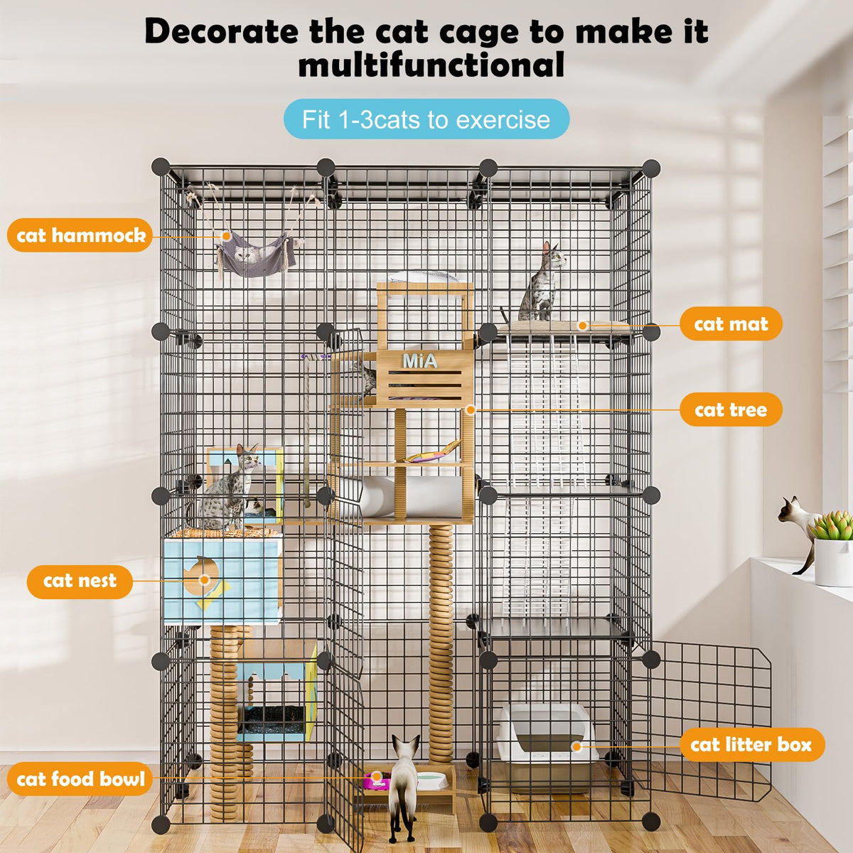 Large Detachable Metal Wire Cat Enclosure Y38526