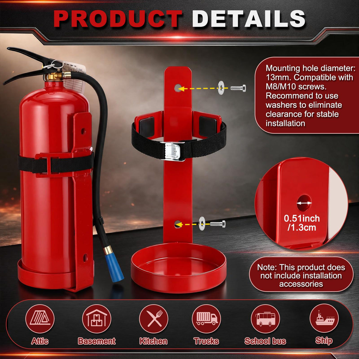 6 Pack 2.5 lb Fire Extinguisher Wall Mount Bracket Q619086
