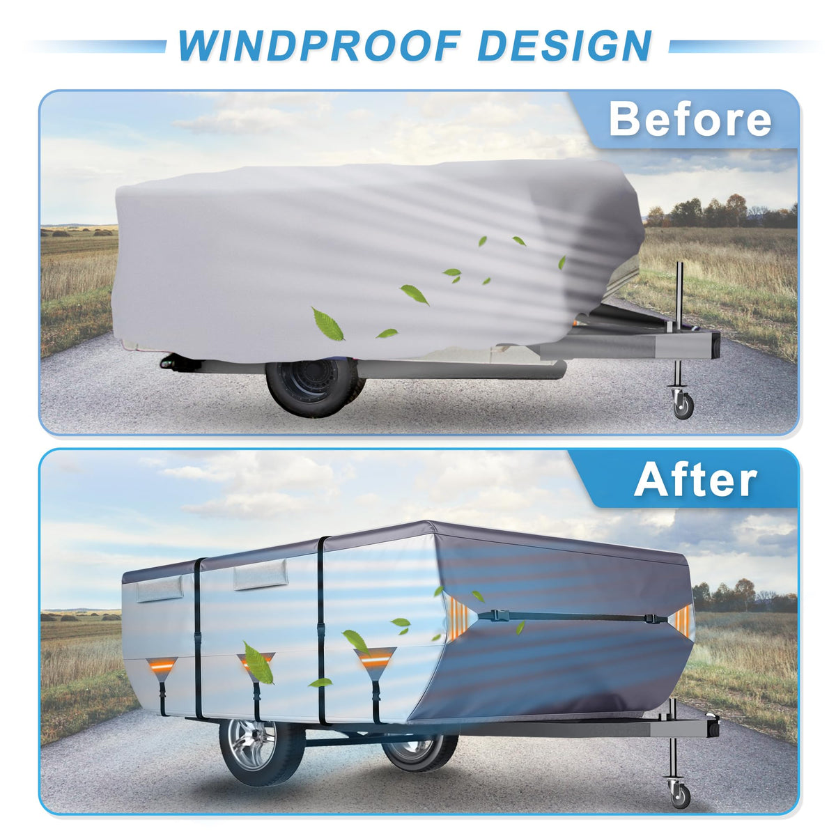 14ft-16ft Waterproof Oxford Pop-Up Camper Cover K200224