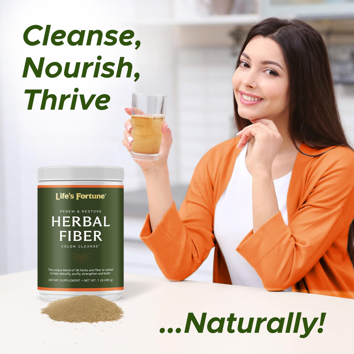 Herbal Fiber Colon Cleanse Powder with Psyllium Husk 1 lb C826