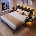 Black Metal Daybed with Trundle and LED Light O764