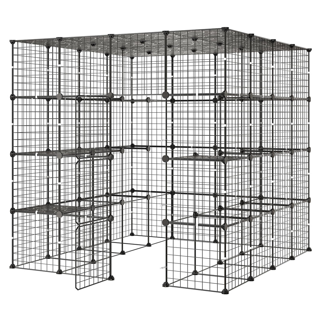 4-Tier Metal Wire Cat Cage with 3 Doors S585289