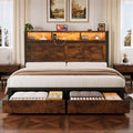 Queen Bed Frame with Bookcase Storage Headboard and 2 Storage Drawers R403217